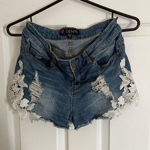 Jean lace shorts